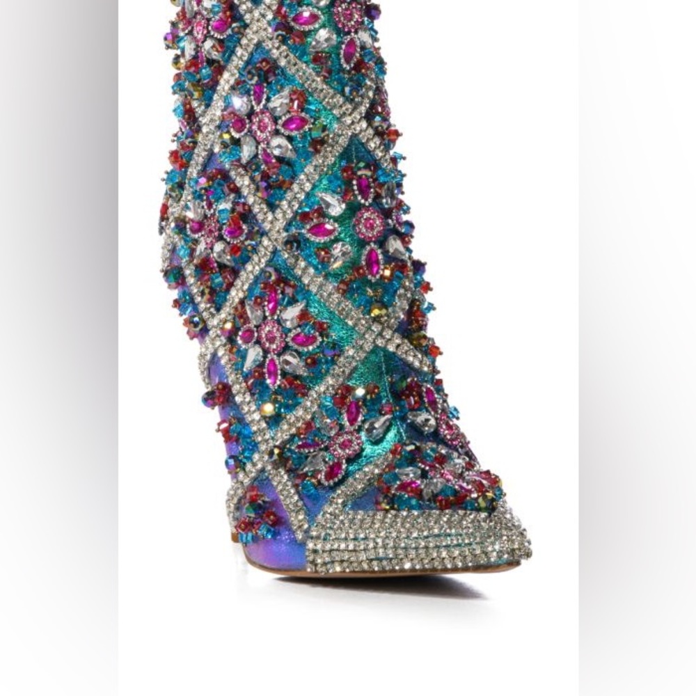 •CRISP• Embellished Gem Multicolor Stiletto Bootie by Azalea Wang - Picture 3 of 5